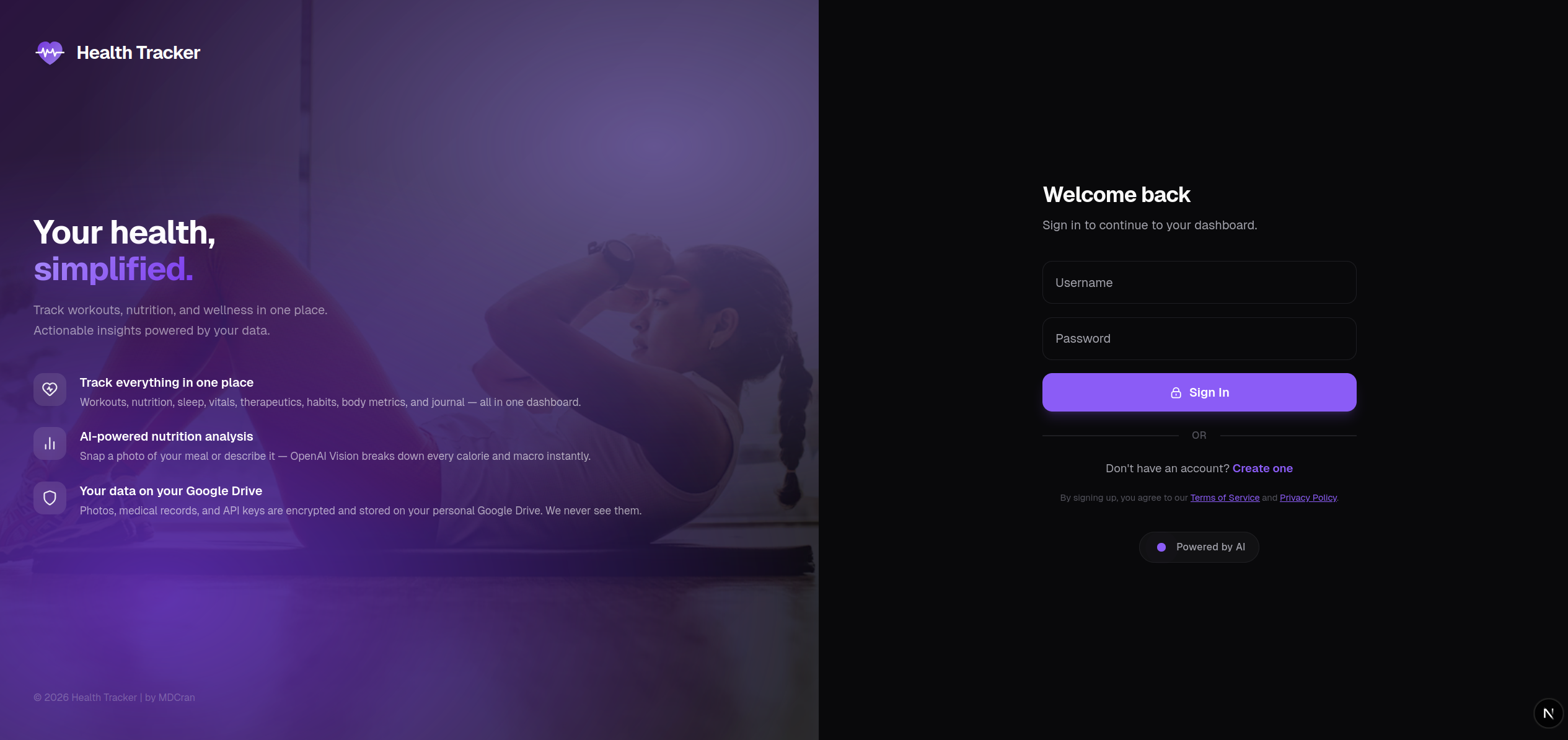 Health Tracker (w/ AI Nutrition)